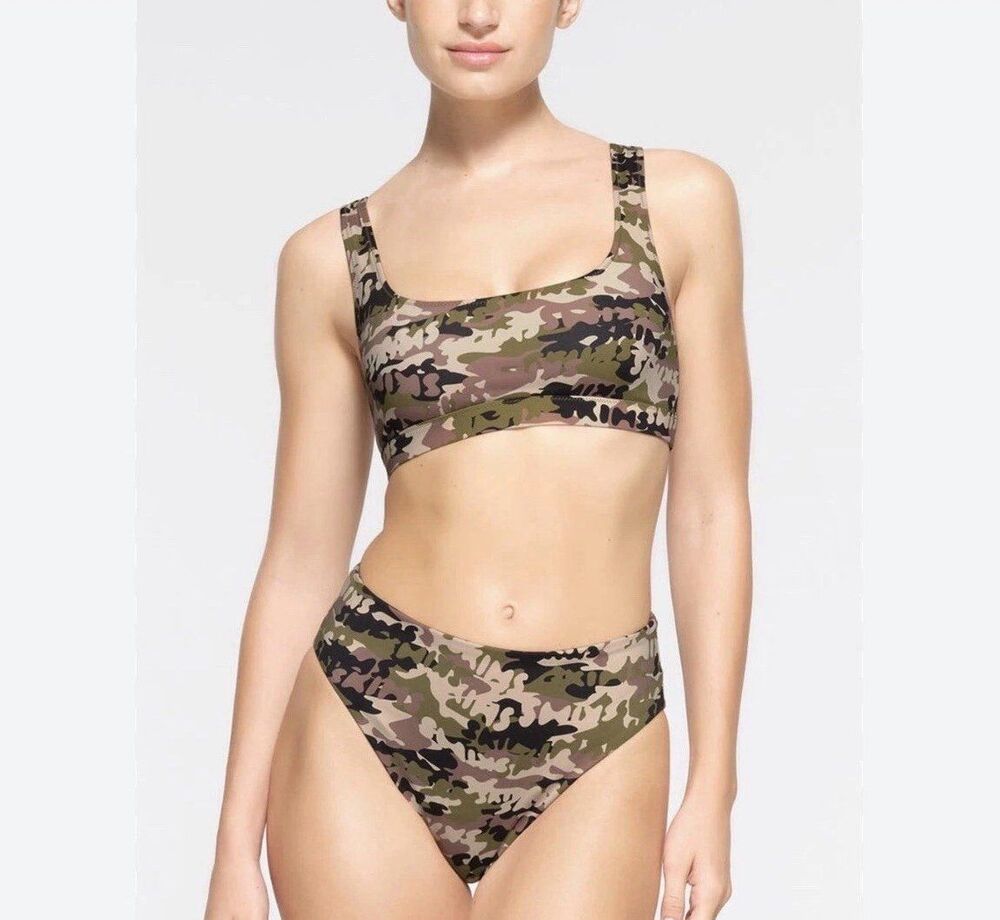 Skims Signature Swim Tank Logo Camo Size XS